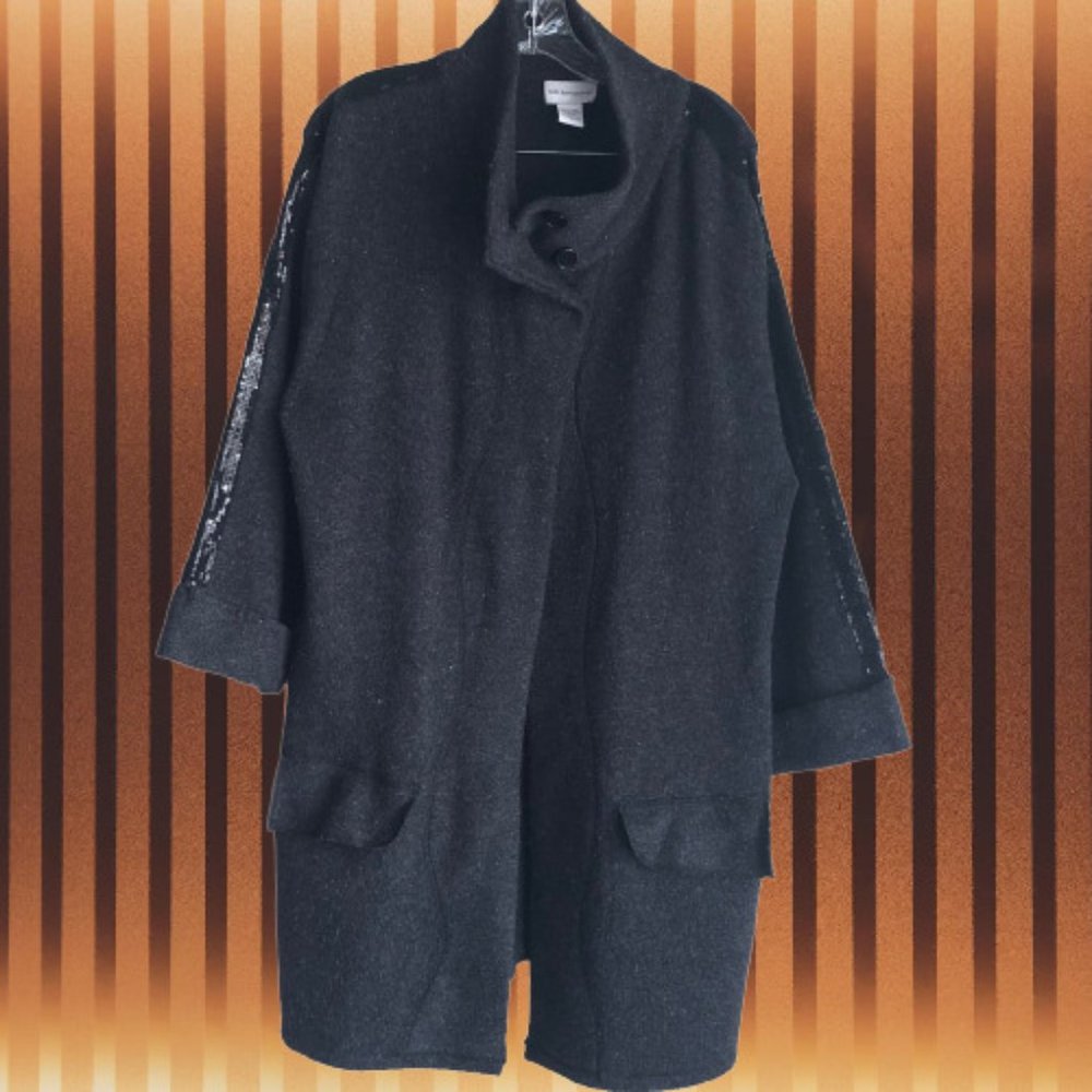Soft Surroundings Merino Wool Sequin Cardigan Sweater Coat 2X